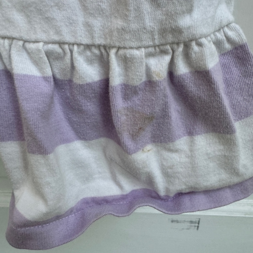 Ralph Lauren 24M Girls Purple & White Stripe Short Sleeve Collar Dress - Picture 7 of 7